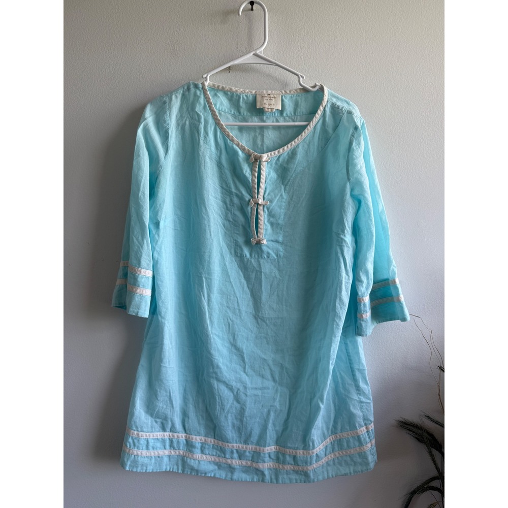 Kate Spade New York Dive Right In Aqua Blue Tunic Swim Cover Up Dress Bows 4148